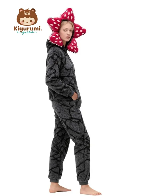 KigiRu Кигуруми демогоргон с капюшоном длинный рукав флис, черный, фото 4