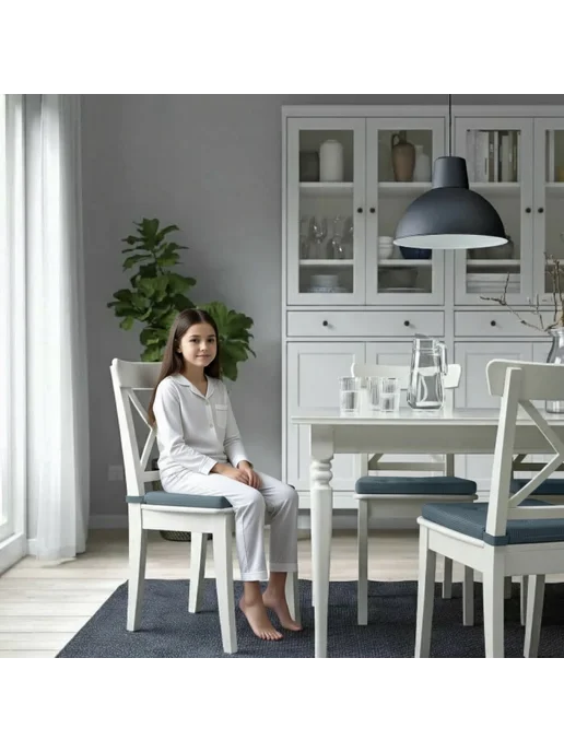 IKEA Подушка на стул икеа ЮСТИНА, голубой, фото 2