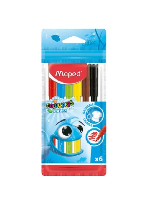 MAPED Фломастеры суперсмываемые, Color Peps Ocean 6 цветов, 6 цв.