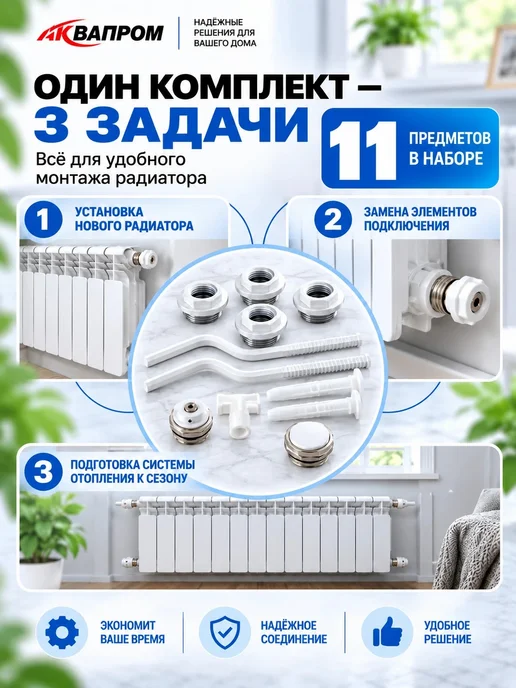 Аквапром Монтажный комплект для радиатора, белый, фото 5