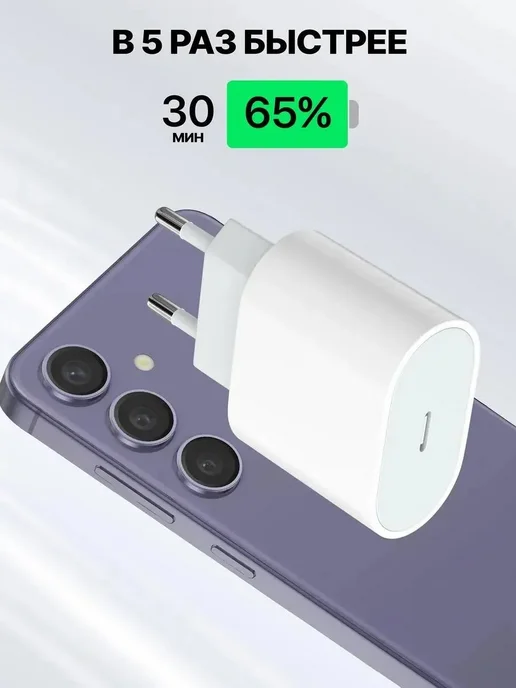 Borofone Блок питания для iPhone 15 Type-C и Android быстрая зарядка, белый, фото 6