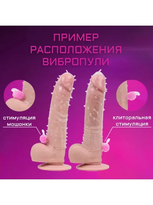 Насадка ребристая с усиками, с вибростимуляцией клитора, розовый, фото 4