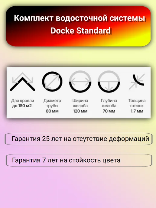 Docke Комплект водосточной системы Деке 7 м, 14 м, фото 3