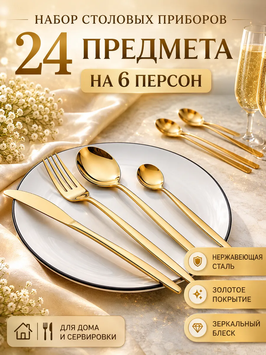 Набор столовый приборов 24 шт на 6 персон