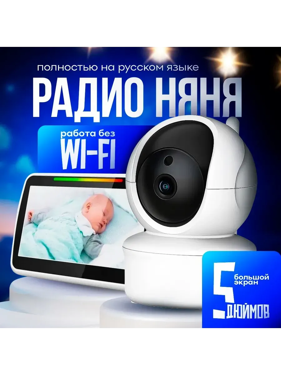 Беспроводная видеоняня с монитором и интерком: экран 12.7 см