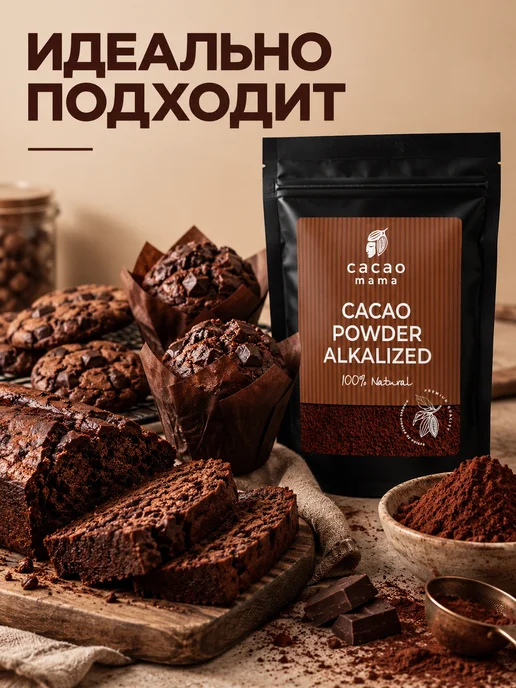 CACAO MAMA Какао-порошок алкализованный 500 грамм, вариант, фото 3