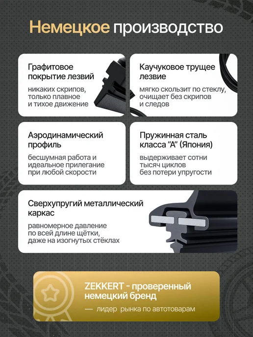 zekkert Гибридные щетки стеклоочистителя 650 на 400 мм, 2 шт, фото 3
