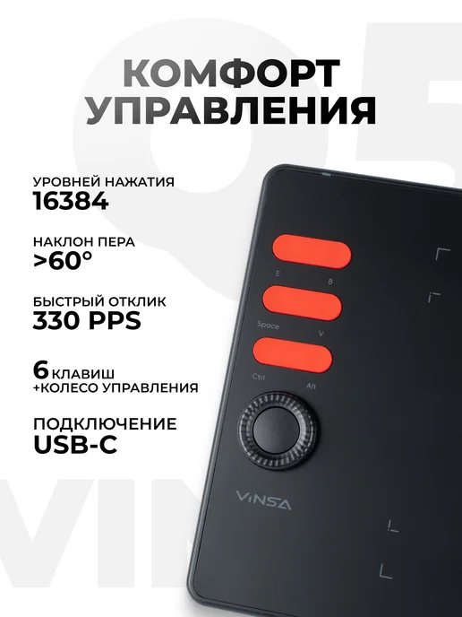 VINSA Графический планшет для рисования и учебы Q5, вариант, фото 2
