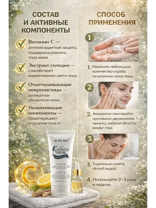 КазБренд Скраб для лица очищающий отшелушивающий, черный, фото 5