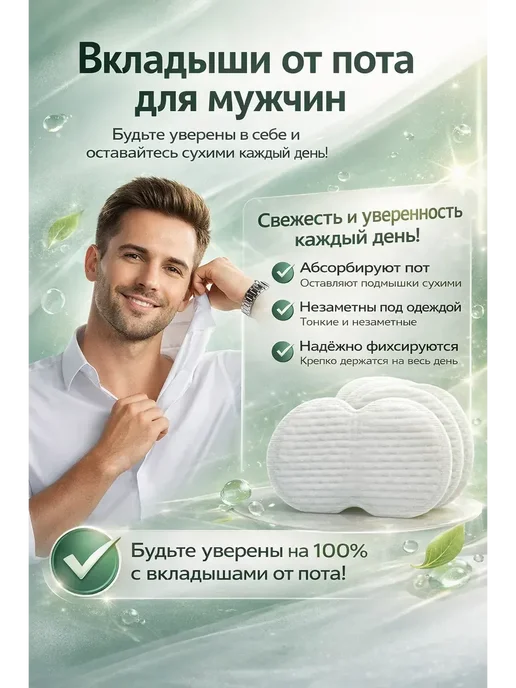 ANG25 Вкладыши от пота для подмышек одноразовые, 10 шт, 10 шт, фото 4