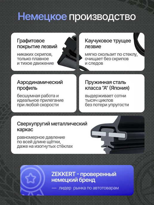 zekkert Гибридные щетки стеклоочистителя Volkswagen Tiguan 60+53, вариант, фото 3