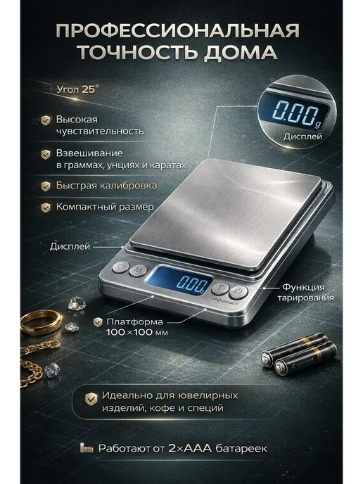F&B Fashion Весы ювелирные электронные 3000 г 0.1 г, 3 кг, 0,1 г, фото 2