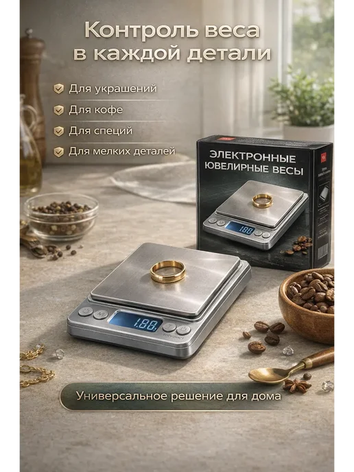 F&B Fashion Весы ювелирные электронные 3000 г 0.1 г, 3 кг, 0,1 г, фото 3