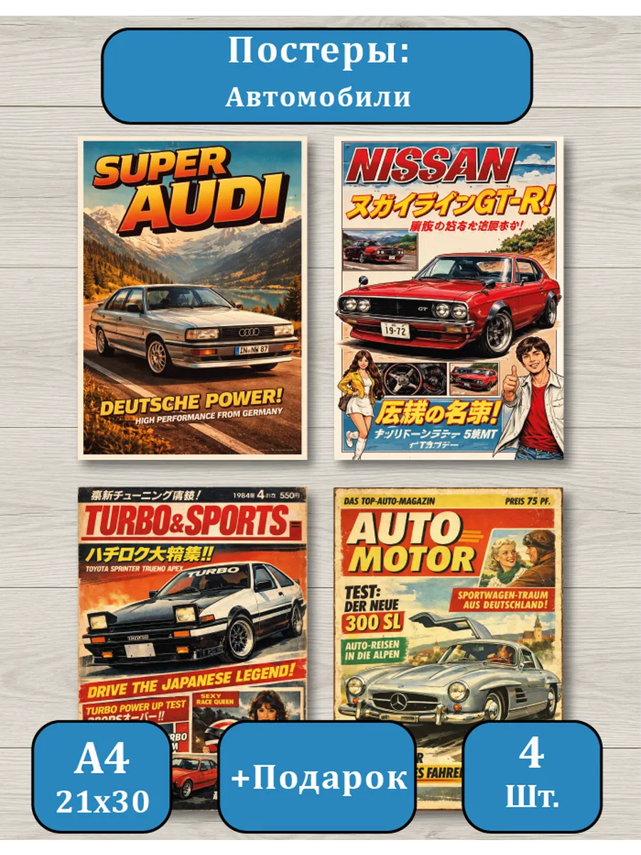 Автомобильные постеры А4