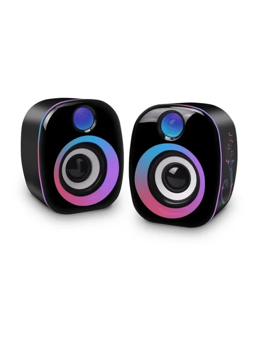Компактные мультимедийные динамики с RGB подсветкой, черный, фото 2
