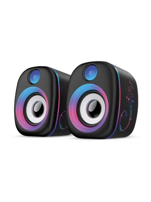 Компактные мультимедийные динамики с RGB подсветкой, черный, фото 4