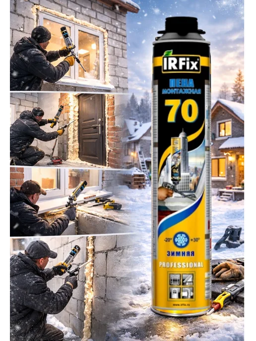 IRFix 70 Зима пена монтажная профессиональная 880 мл, шт 1, 880 мл, фото 3