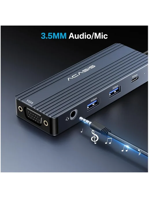 Докстанция 8 в 1 на три монитора. С двумя HDMI 4K, серый, фото 5