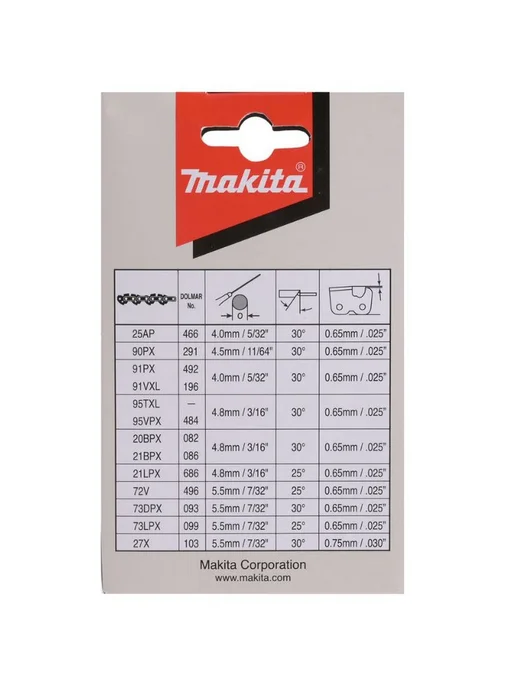 Makita Цепь для пилы 191H13-1 91PX 30 см 12", 3 8", 1.3 мм, 46 зв, серый, фото 4