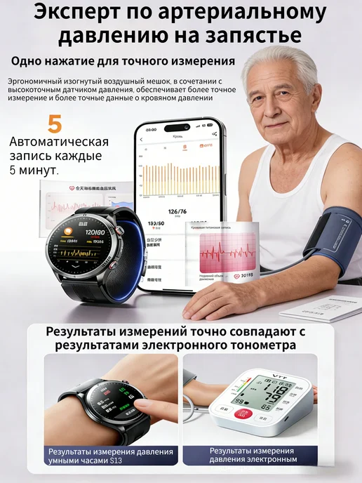 Garmin Смарт часы тонометр с манжетой глюкометр ЭКГ давление, черный, фото 6