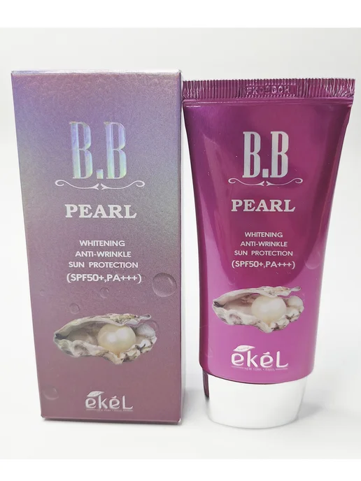EKEL BB крем тональный с жемчугом и SPF 50+ PA+++ антивозрастной, красный, фото 6