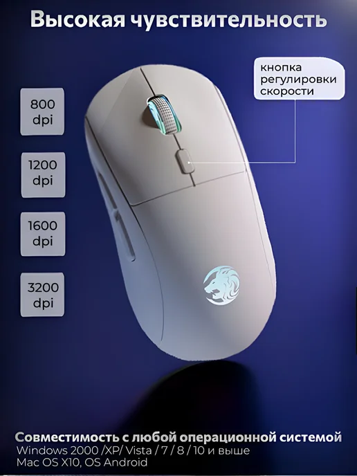 Мышь беспроводная на аккумуляторе с подсветкой, eweadn G-301, белый, фото 2