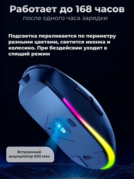 Мышь беспроводная на аккумуляторе с подсветкой, eweadn G-301, белый, фото 4