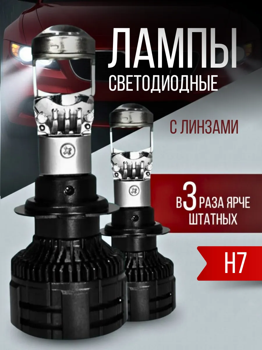 Светодиодные линзованные лампы H7 mini лед линзы