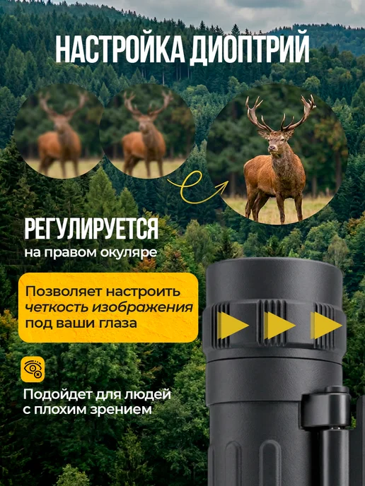Virimus Бинокль туристический профессиональный для наблюдения, черный, фото 5