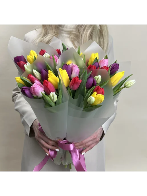 ROZA4U Букеты живых цветов из 9 тюльпанов 5 шт, 5 шт, фото 2