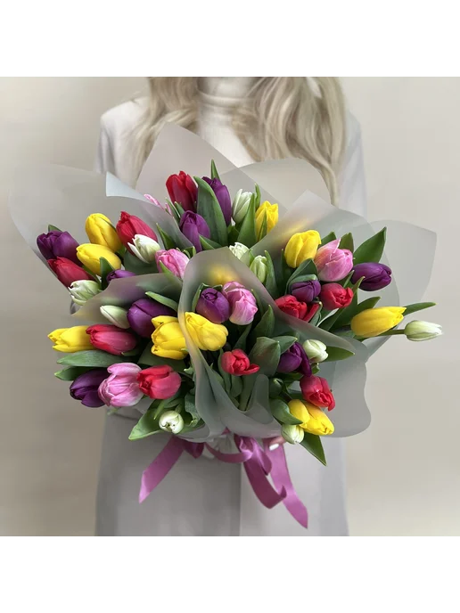 ROZA4U Букеты живых цветов из 9 тюльпанов 5 шт, 5 шт, фото 3
