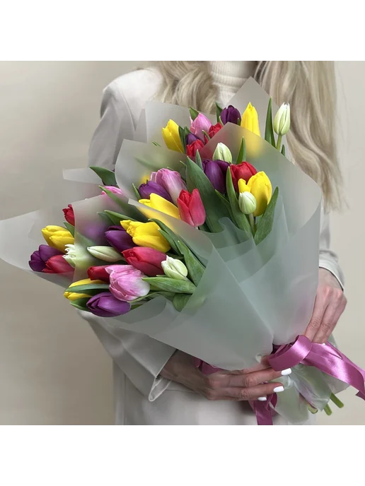 ROZA4U Букеты живых цветов из 9 тюльпанов 5 шт, 5 шт, фото 4