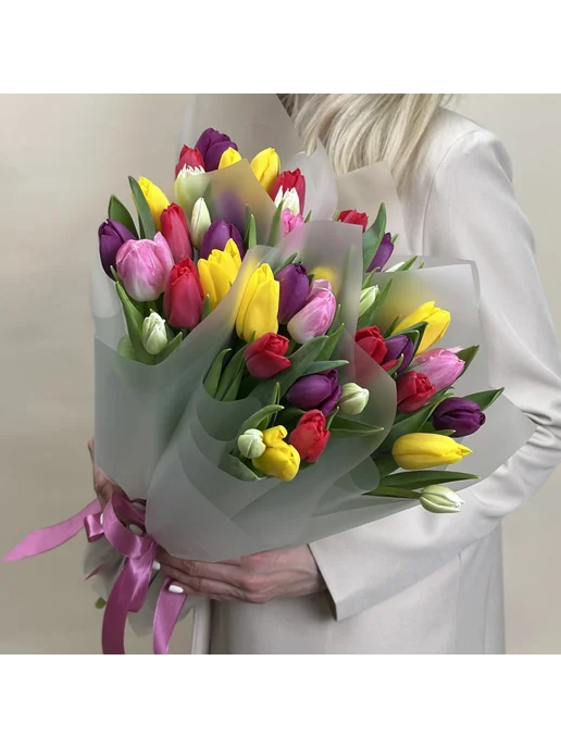 ROZA4U Букеты живых цветов из 9 тюльпанов 5 шт, 5 шт, фото 5