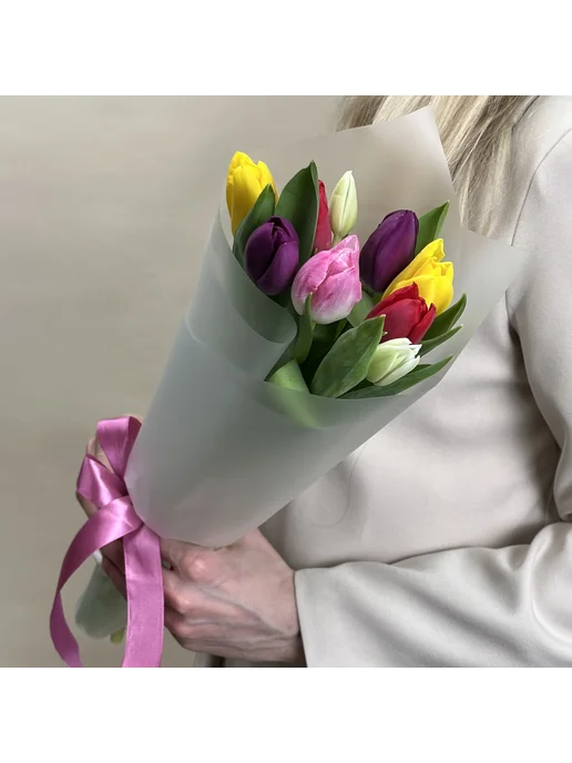 ROZA4U Букеты живых цветов из 9 тюльпанов 5 шт, 5 шт, фото 7
