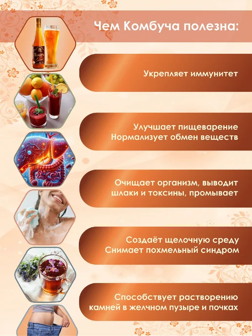 Промёд Комбуча напиток чайный гриб с Каркаде на меду 2 х1л, 1 л, фото 3