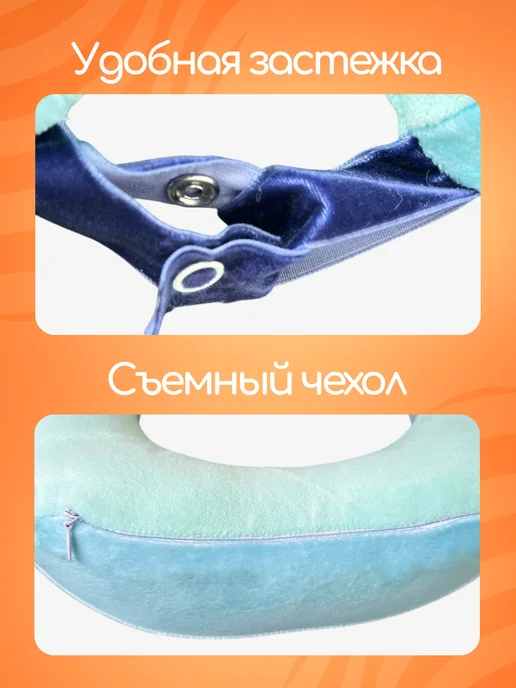 СмолТойс Подушка для путешествий на шею, голубой, фото 5
