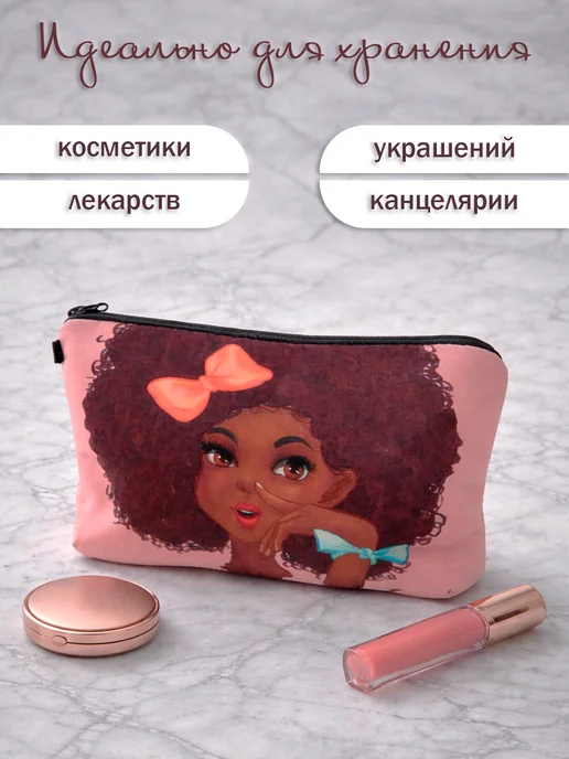 FA-MI Косметичка маленькая дорожная в сумку, пенал, розовый, фото 2