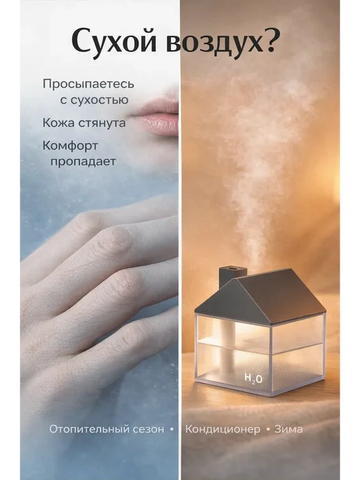 Tommy&Naya Идеи подарка-Увлажнитель воздуха мини домик настольный, 250 л, фото 6