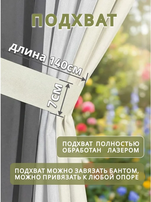 CHERNOGOROV HOME Шторы уличные непромокаемые для террасы и беседки 2 штуки, голубой, фото 3