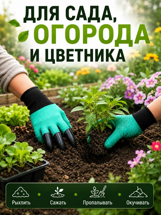 Перчатки с когтями для садоводов 2 пары, вариант, фото 7