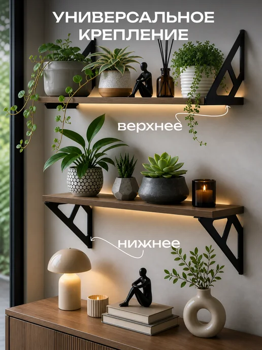 Sanflor Усиленный черный кронштейн для полки на стену, черный, фото 8