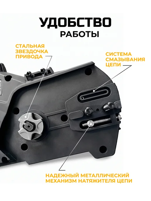 DEKO Пила цепная аккумуляторная бесщеточная 20В 250 мм, желтый, фото 5
