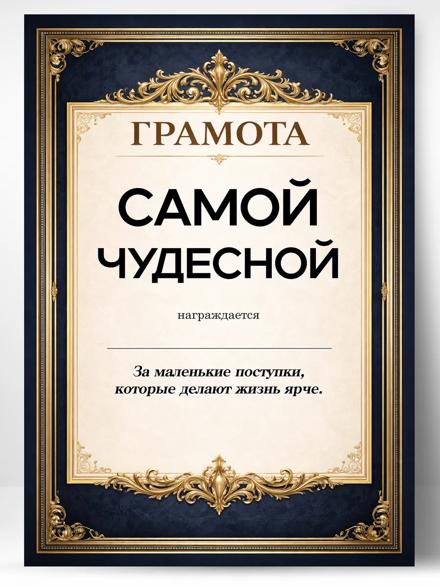 Грамота диплом в подарок - Самой чудесной