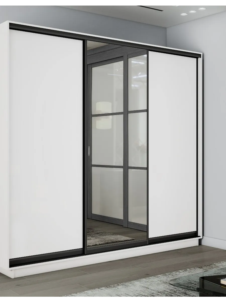 Шкаф купе Экспресс 3дв ДСП/Зеркало/ДСП, 180х60х220