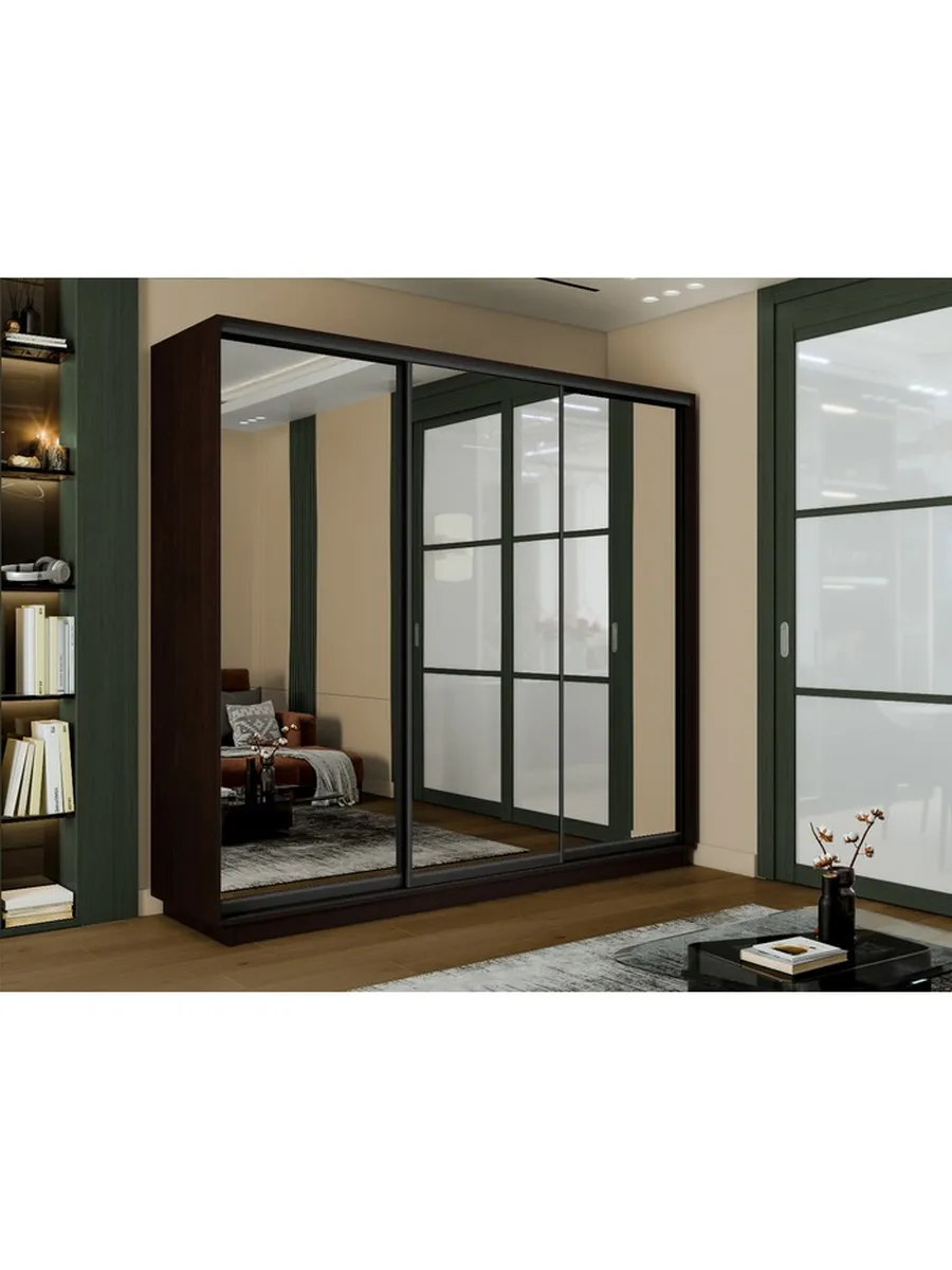 Шкаф купе Экспресс 3дв Зеркала, 210х60х220