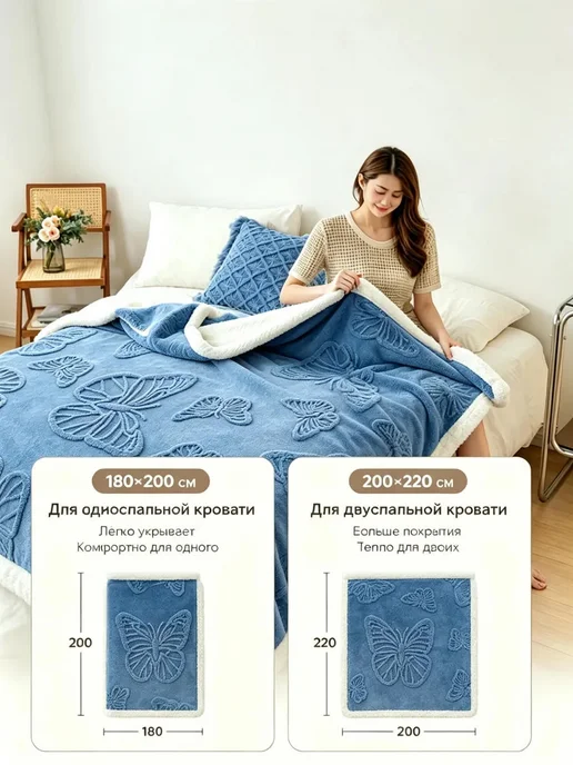 Solohome Покрывало 220х240 теплое толстое, плед на кровать, 160x200, фото 3