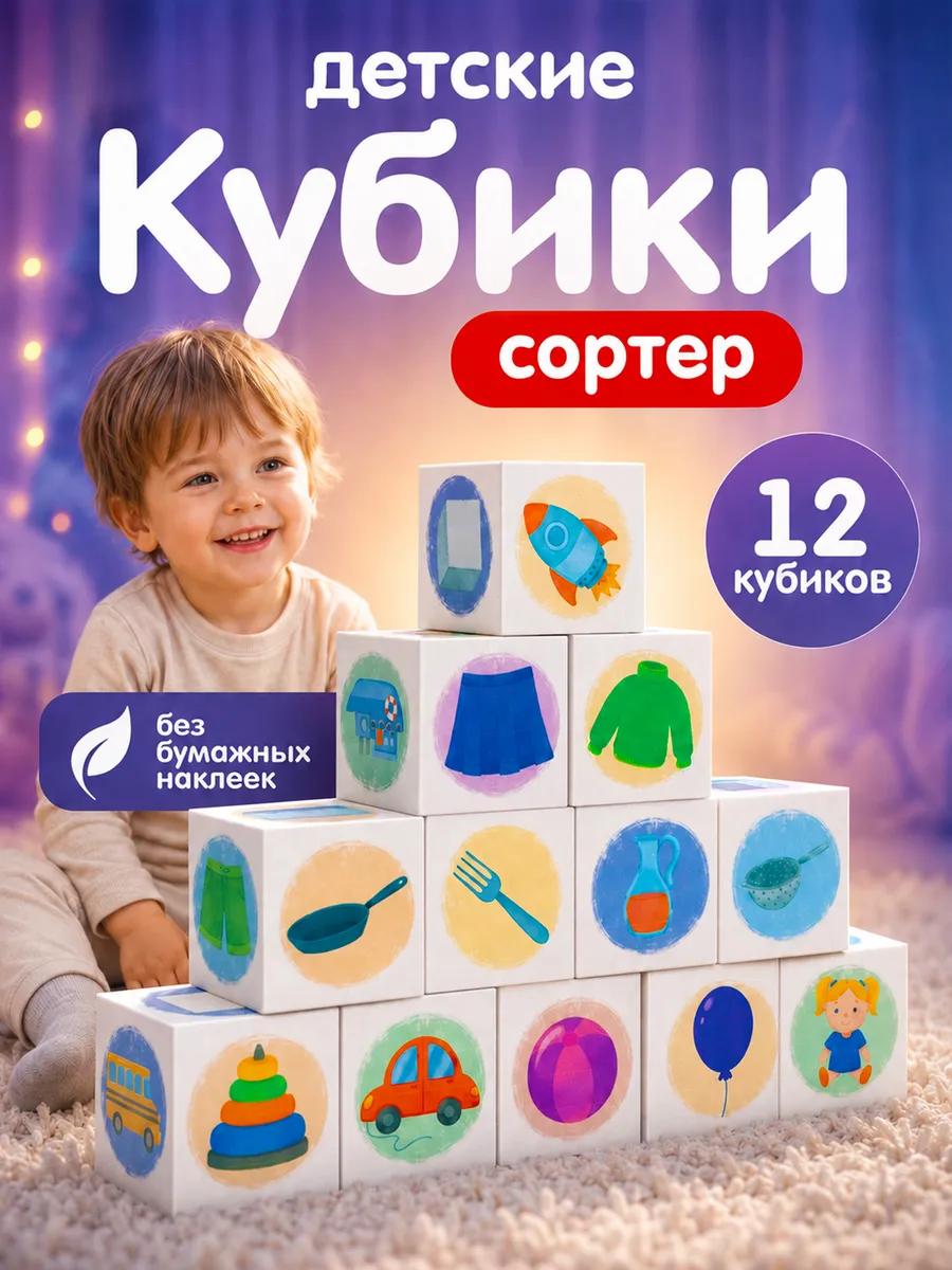 Кубики с картинками для малышей "Изучаем предметы вокруг"