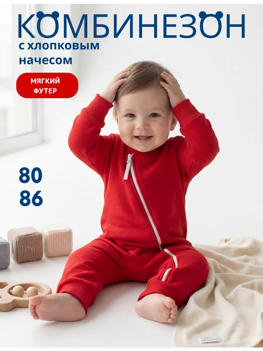 Комбинезон для новорожденных теплый флисовый начес