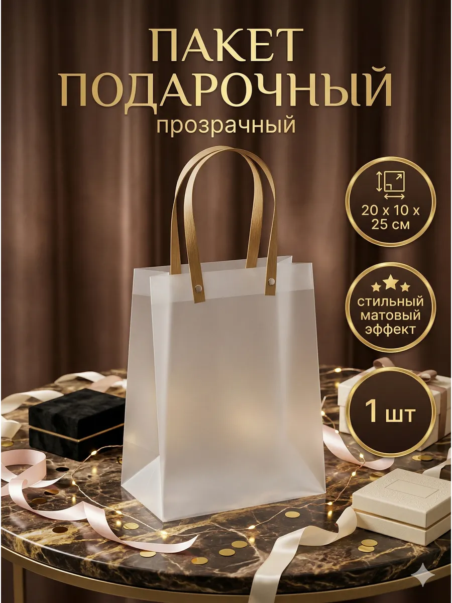 Пакет подарочный прозрачный матовый