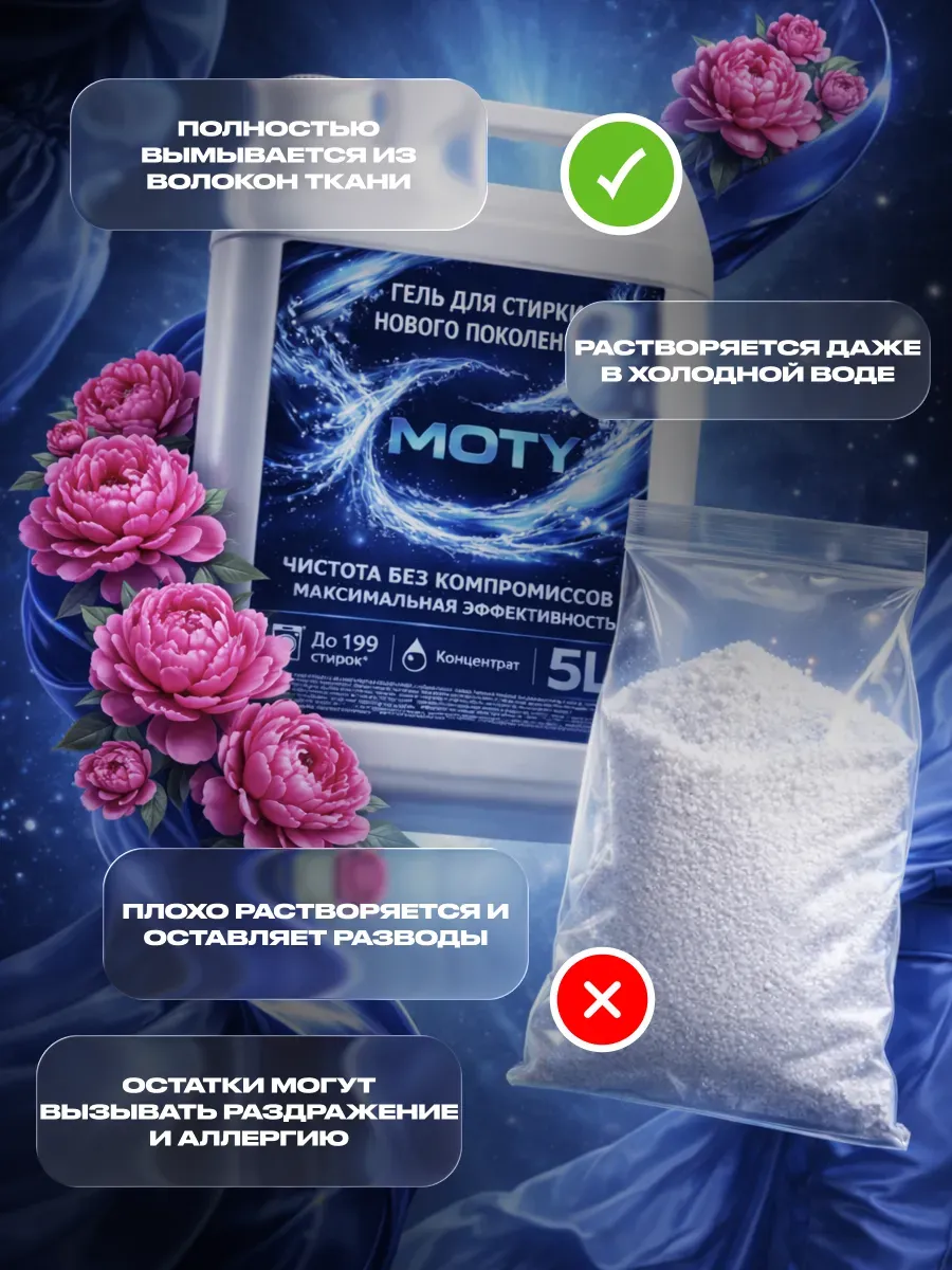 Гель для стирки MOTY 5л пион фото 4